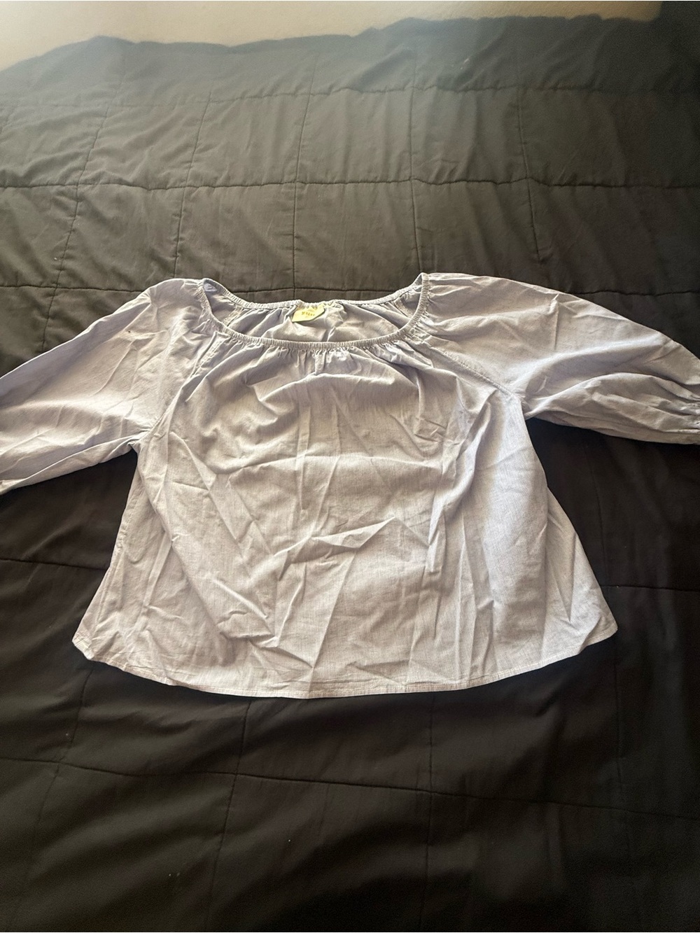 Maeve Light Blue Peasant Blouse with Scoop Neck - Picture 2 of 5